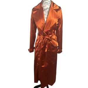 Windsor Double Breasted Satin Rust Trench Coat